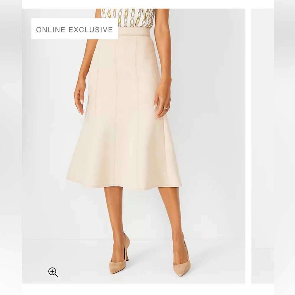 NWT Ann Taylor Faux Suede Seamed Flare Skirt Size 12
